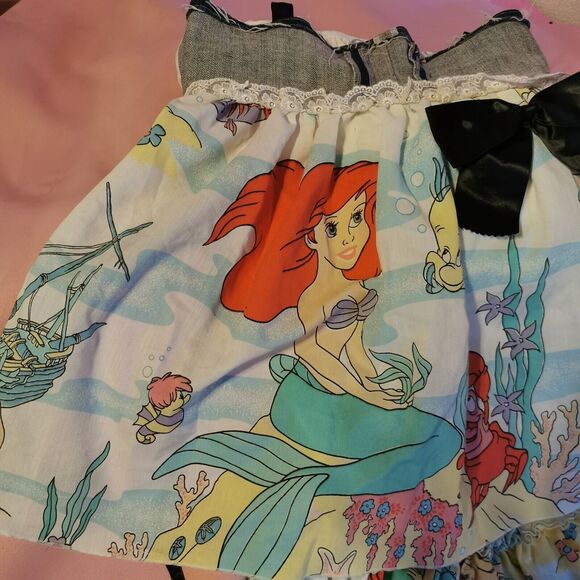 Size Women Extra Small Disney Denim Scarf Top Glamorous Jane Ariel Mermaid Gyaru - Picture 8 of 16